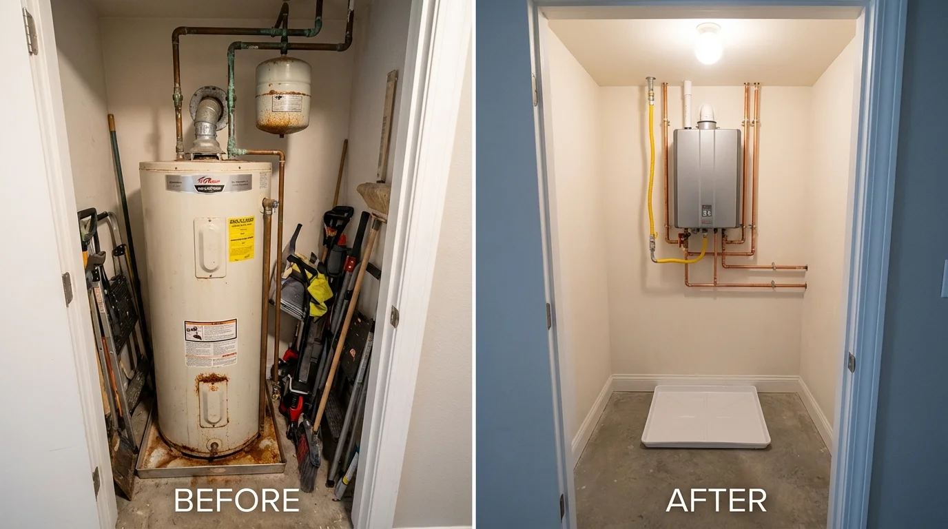 Tank water heater versus wall-mounted tankless unit comparison for Roundup, MT homeowners