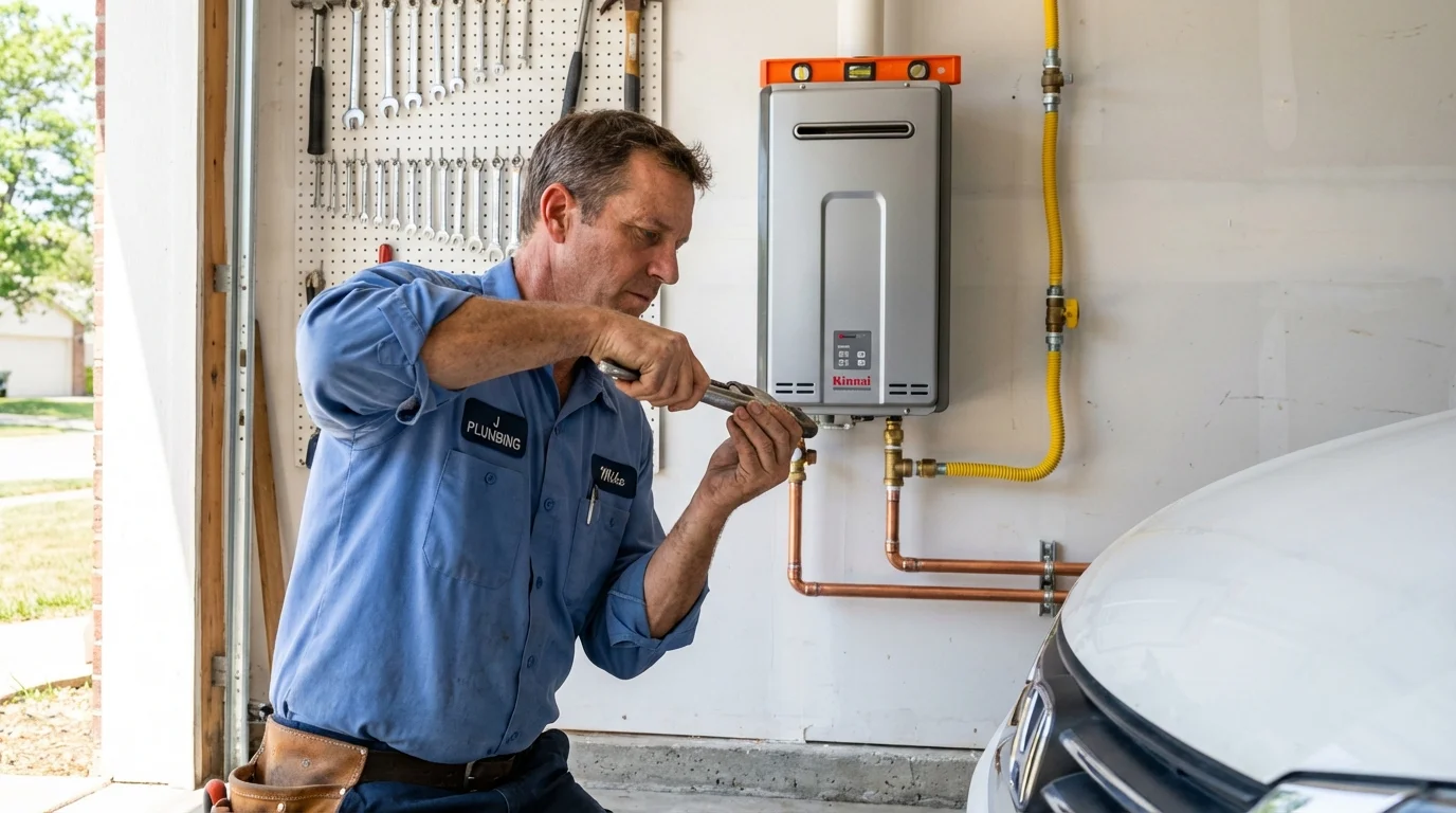 Tankless water heater installation by a Johns Plumbing LLC plumber in Roundup